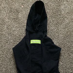 Black SUPREME lime green box logo hoodie